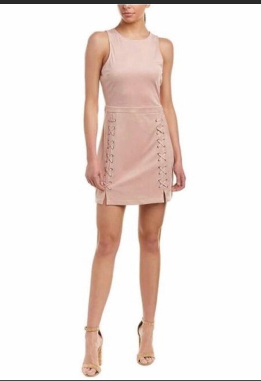 Cupcakes and Cashmere Faux suede sleeveless mini dress blush pink